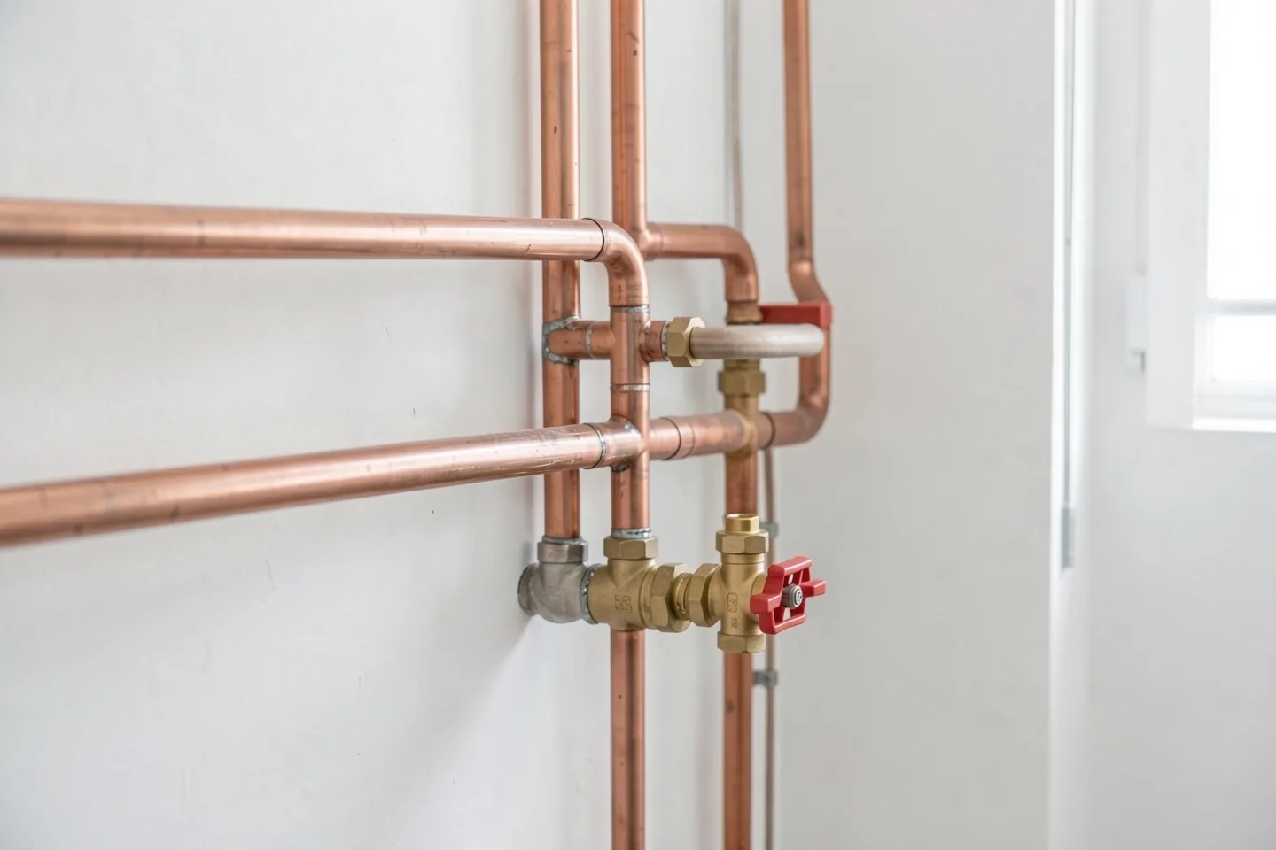 New copper supply lines with brass shut-off valves