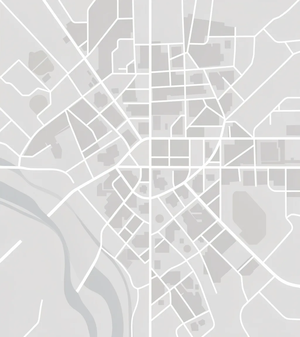A plain street map of the area we cover