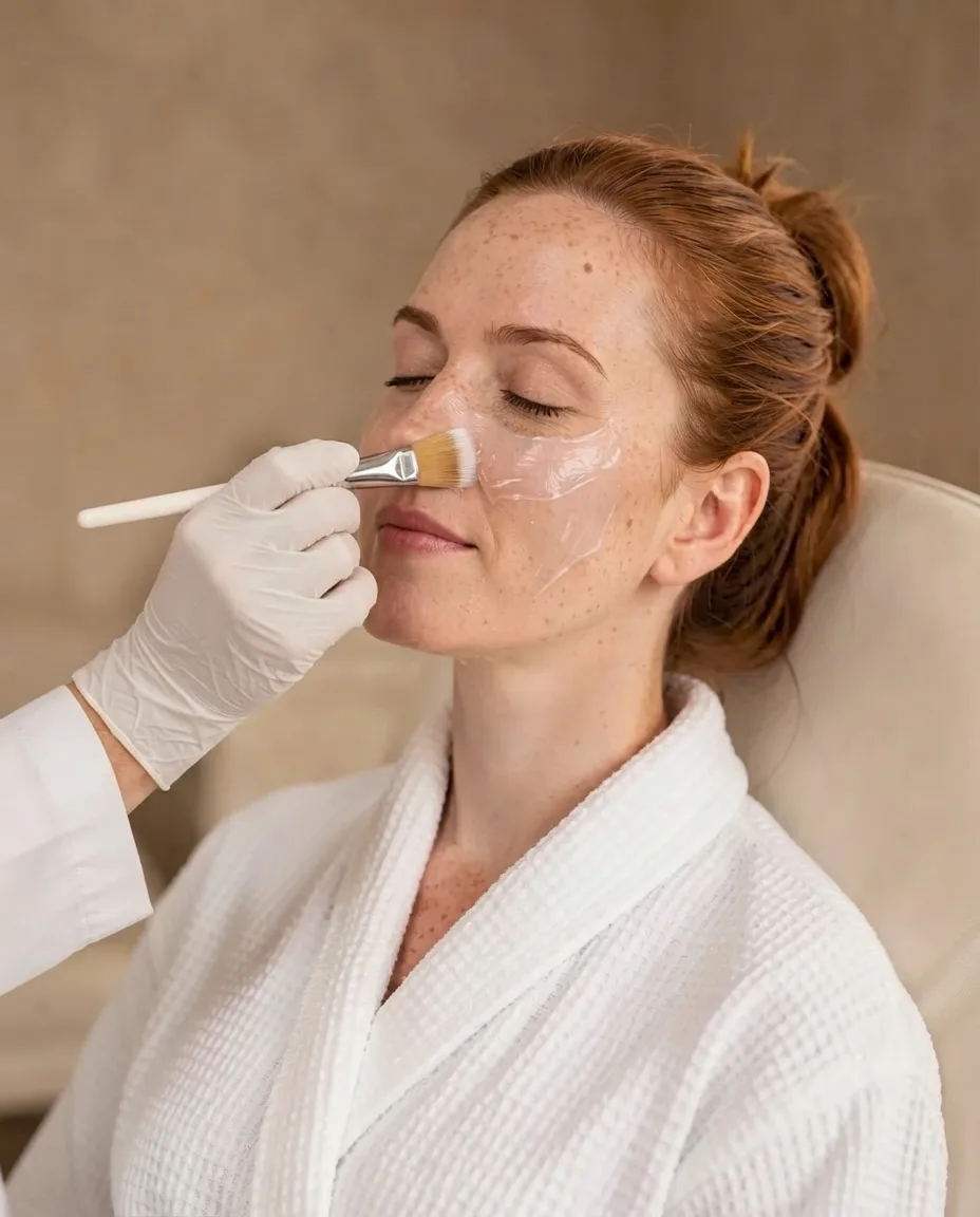 A gel mask brushed onto a patient's cheek