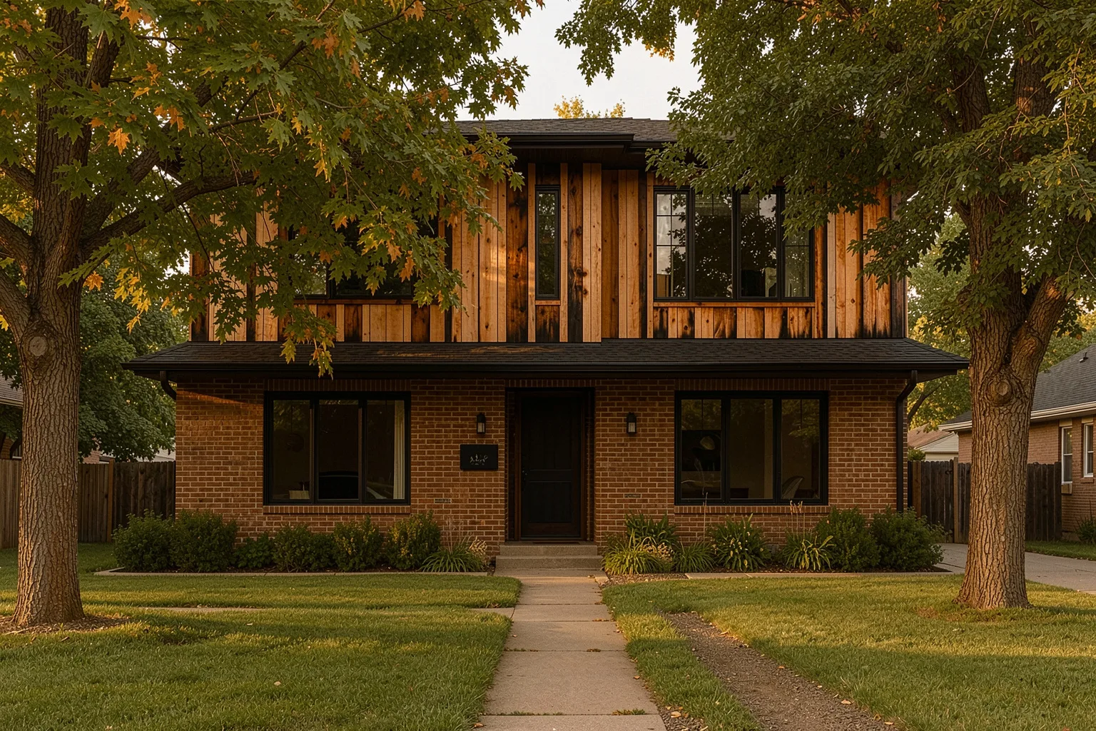 A brick bungalow with a new cedar-clad second storey