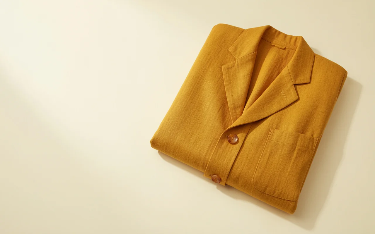 The ochre linen blazer, folded