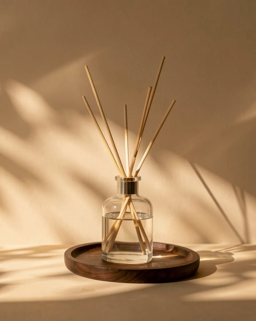 The cedar room scent on its walnut tray