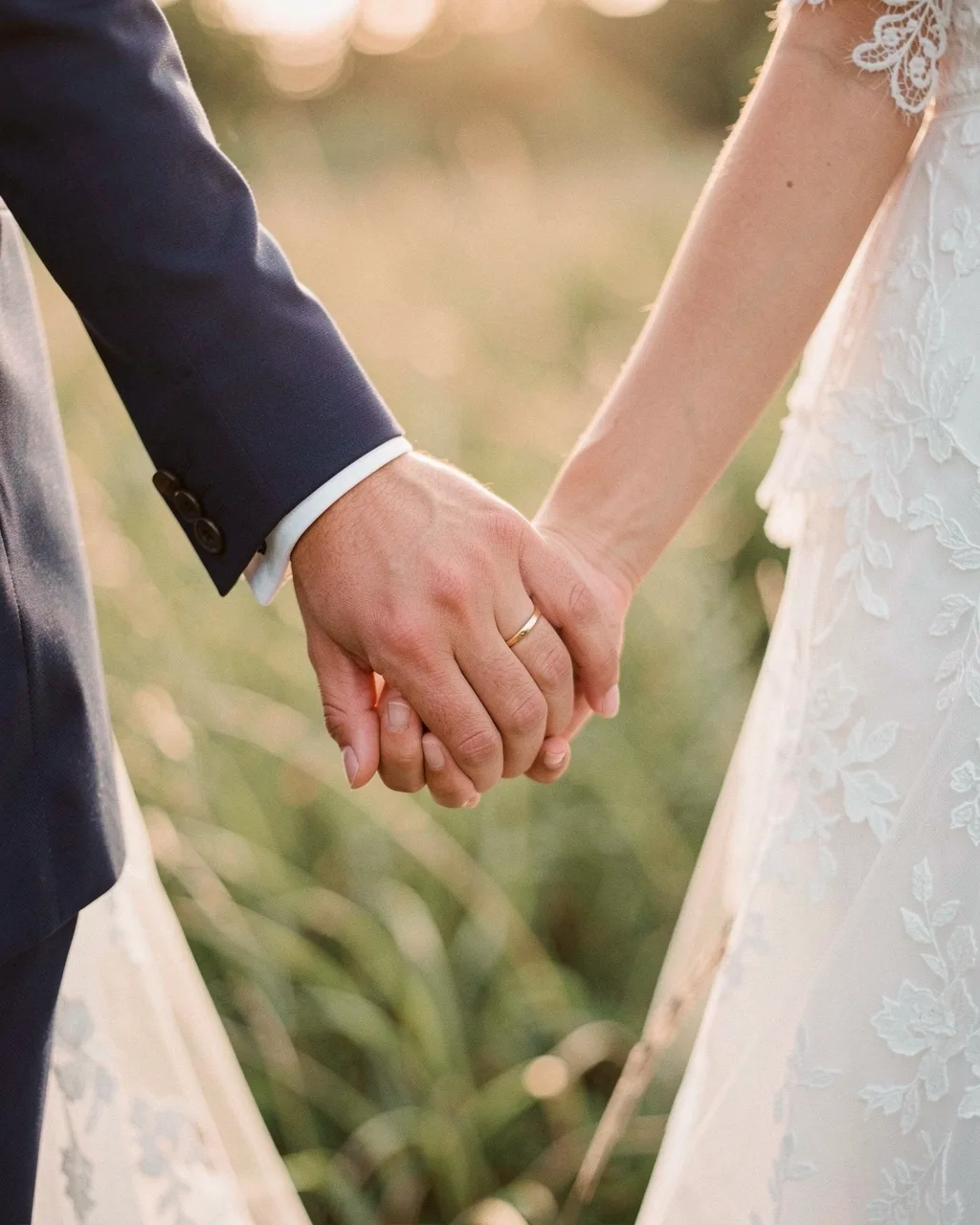 Two hands with gold wedding rings