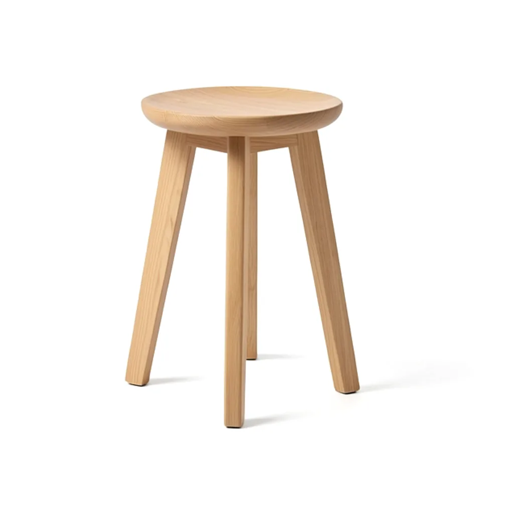 A three-legged oak stool