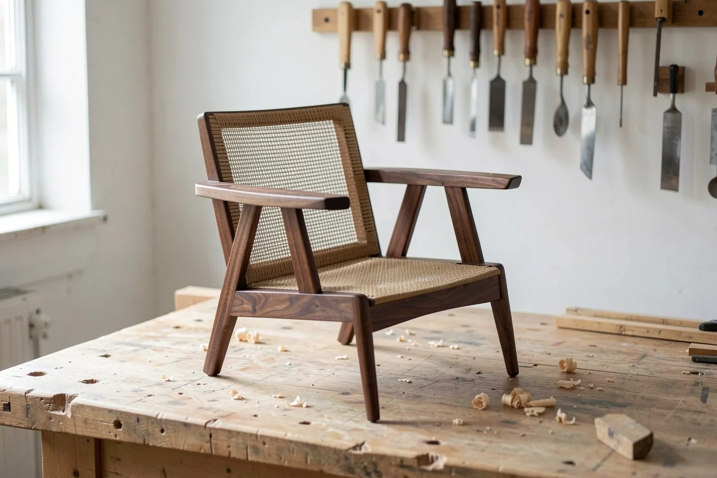 The bare frame on the workbench