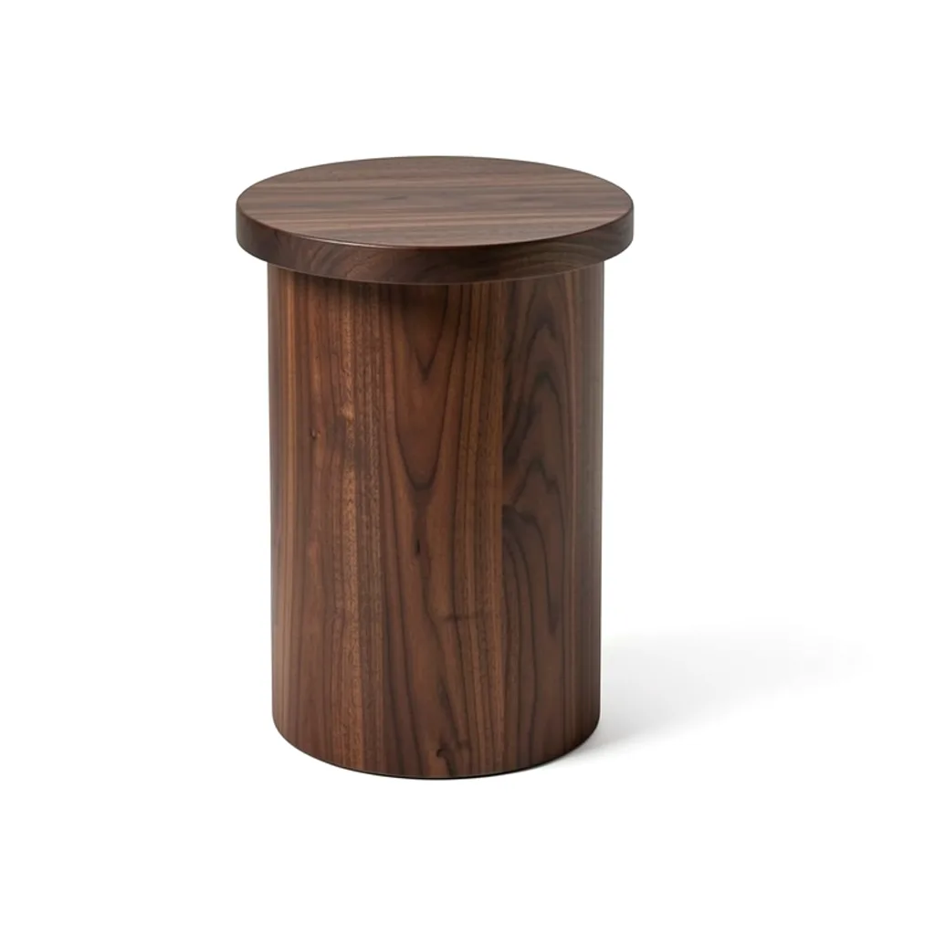 A walnut drum side table