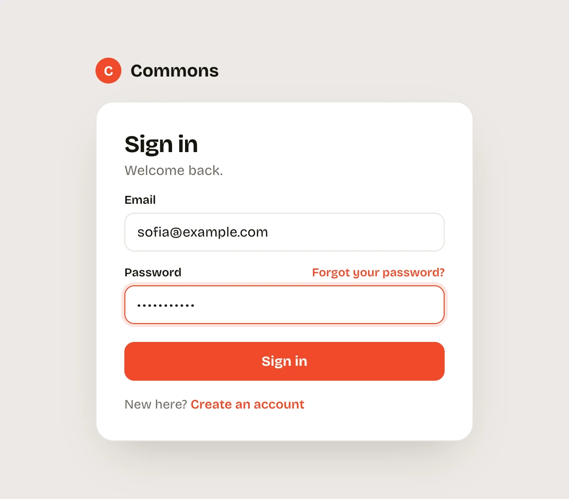 The sign-in card, with a Forgot your password link.